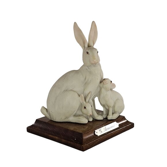 Vintage Giuseppe Armani Mother Baby Rabbits Bunny Family Figurine - Picture 1 of 8